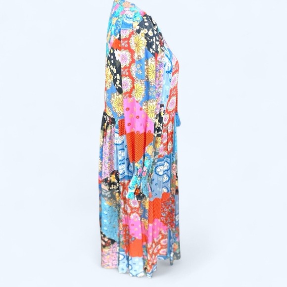 Free People Spell & the Gypsy SZ SM Collective Patchwork Cha Cha Boho Midi Dress - Picture 12 of 15